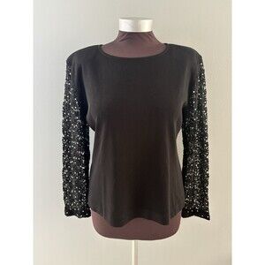 Exclusively Misook Sweater Size Small Black Lace Rhinestone Cocktail Whimsigoth